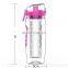 Plastic Water Bottle With Fruit Infuser BPA Free Water Bottle Drinking Shaker Bottles For Outdoor Sports