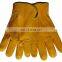 Red Cotton Back Yellow Cow Grain Leather Work Gloves Factory