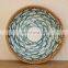 Handwoven Set Of 3 New Rattan tray With Ceramic Centerpiece Round Serving Tray for Table Handwoven Basket Wholesale