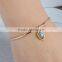 Vintage design aqua chalcedony cuff brass adjustable fashion gold bracelet