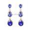 Women's Gold-tone Austrian Crystal Tear Drop Pear Shape Long Earrings