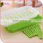 Kitchen Tableware Plastic Rectangle Green Draining Dish Rack for Water Cups and Saucers Holder