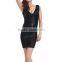 Women new sexy fashion black dress bodycon laser cut pattern dress