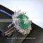 11x9 MM Green Star Sapphire Ring Lab-Created Sterling Silver 92.5 Size 7