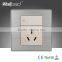 2015 China Wholesaler Hot Sale Wallpad Luxury 16A Wall Light Switch Satin Metal Panel 1 Gang 3 Pin Switch Socket Outlet