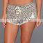 2015 popular young lady leopard grain sexy women short jeans JXQ191