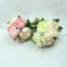 China supplier party decoration bunch plastic silk bridal wedding artificial flower bouquet