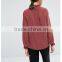 Ruffle neck design Long Sleeve Burgundy Korean formal blouses 2016