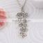 2016 new fashion korea crystal earring and chain necklace set 3pcs women's silver cheap jewellery