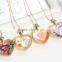 2016 new summer beautiful gold chian real flower jewelry heart pendant crystal women's herbarium necklace