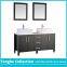 China Solid Wood Bathroom Cabinetry Espresso Painting White Stone Top
