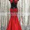 Women elegant red belly dance outfit with beads QQ002