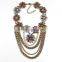 Multilayer out chain with multicolor rhinestone women necklaces
