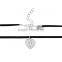 Antique Silver Black Heart Cross 33.5cm long Velvet Suede Halloween Choker Necklace