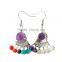 Chakra Amethyst Natural Stone Crown Drop Earrings