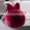 Cute Rabbit Ear Factory Rabbit/Fox Fur Pom Pom fluffy Ball Bobble Keychain with Strap and Metal Buckle Key Ring