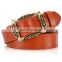 customize wholesale vintage embossed patterns waist belt with pin buckle