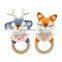 Yarncrafts  Natural Wooden Baby Toys Cotton Crochet Animal Teething Ring Teether Rattle