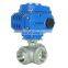 DKV 3'' DN50 DN75 DN150 Actuator 380v Control 50mm 2 Inch 360 Degree Electric SUS304 3 Way Ball Valve