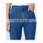 Wholesale women's denim blue jeans ankle length pants design with metal button for closure type jean mujer