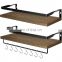 Wall Shelf Hanging Storage Furniture Metal Antique Industrial Vintage Rustic Solid Wood Mounted Wall Floating Shelves For Wall