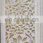 Lotus Antique White 4 Panel folding Screen 72x80 carved on both sides Handcrafted Wood Room Divider