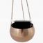 Wholesale Price Rose Gold Plated Metal Hanging Planter Decorative Ball Shape Balcony Hanging Plant Holder