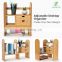 Bamboo Desktop Bookshelf Counter Top Bookcase Adjustable with 2 Drawers Desk Storage Organizer Display Shelf Rack for Office