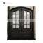 Luxurious Black Arch Forged Iron Double Entry Door For Apartment Design