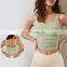 U Hem Gym Longline Sports Crop Tops Wide Straps Gym Custom Logo Square Neck Fitness Bras 78nylon 22spandex