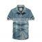 100% Cotton Short Sleeve Fabrics Mens Denim Shirts