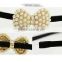 fashionable bow shape alloy plastic pearls black headband