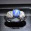 6 MM Blue Star Sapphire Ring Lab-Created Sterling Silver 92.5 Size 6.75