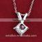 wholesale fashion jewelry 925 sterling silver CZ diamond square shape pendant necklace gift
