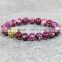KJL-0020 Purple Color Natural Stone Bead Lion Head Bracelet,Women And Men Jewelry,Elastic Rope Chain