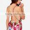 Fashionable V neck bare back floral print women romper ladies jumpsuit