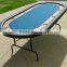 Premium 84" Oval Blue Suited Speed Cloth Poker Table w/ Racetrack & Jumbo Stainless Steel Cups