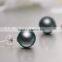 10mm AAA natural tahitian black pearl earrings design 18K gold