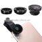 Universal Clip 3in1 Fish eye Macro Wide Angle Mobile Phone Lens for iPhone all Smart Phone