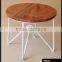 Industrial Vintage Furniture Round Coffee Table, Metal and Wooden Coffee Table