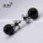 Jet Black Polished Chrome Base Round Glass Disk Knob Crystal Door Handles