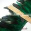 Dyed rooster hackle feather trimming with satin ribbon