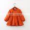 Simple dress designs fashion girls long sleeve ruffle round neck dresses