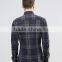Custom Embroideried Logo New Design Long Sleeve Mens 97% Cotton 3% Elastane All Check Print Skinny Fit Fashion Shirts