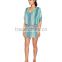 Relaxed Fit Rayon Beach Cover Dress Women Kaftan Dolman Sleeves Dress Deep Front And Back Neckline with Drawstring Tie At Nape