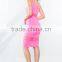 Scoop Neck Bodyco Fit Dresses With V-shaped Stripe Insert