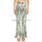 Green tie dye flare pants boho ladies bell bottom trousers cutting