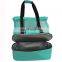 Blue Handle Simple Double Layer Polyester Mesh Cooler Bag