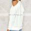 Plain white crew neckline bare enough cold shoulder sweatshirt