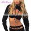 Wholesale Black Comfort Full Sleeve Navel Exposed ladies sexy crop top